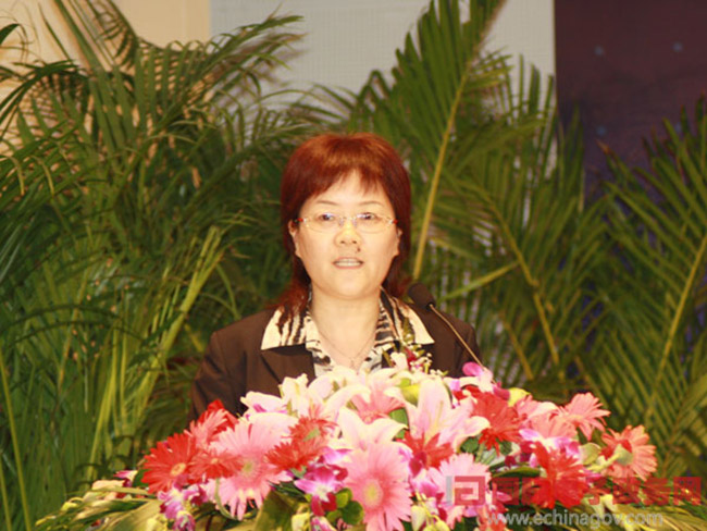 北京游艇会·yth(中国大陆)最新官方互联信息顾问有限公司总经理、首席规划师郑爱军女士正在做《从电子政务到智慧政府：游艇会·yth(中国大陆)最新官方的思考与实践》为题的主题发言